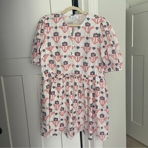 Livro London Dress button drawstring Candy Pink Sprigs